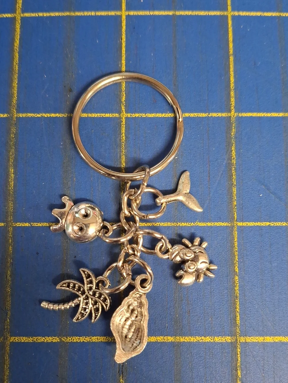 Sea Crab Palm Tree Shell Octopus Dolphin Tail Silver Keyring Purse Charm